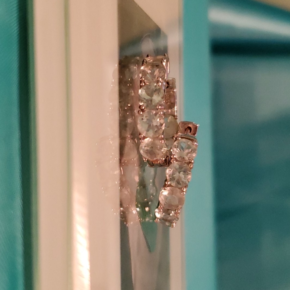 Womens inside/out aquamarine earrings